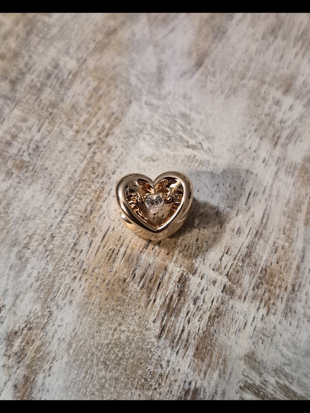 Pandora Radiant Heart And Floating Stone Charm 14k Rose Gold Plated